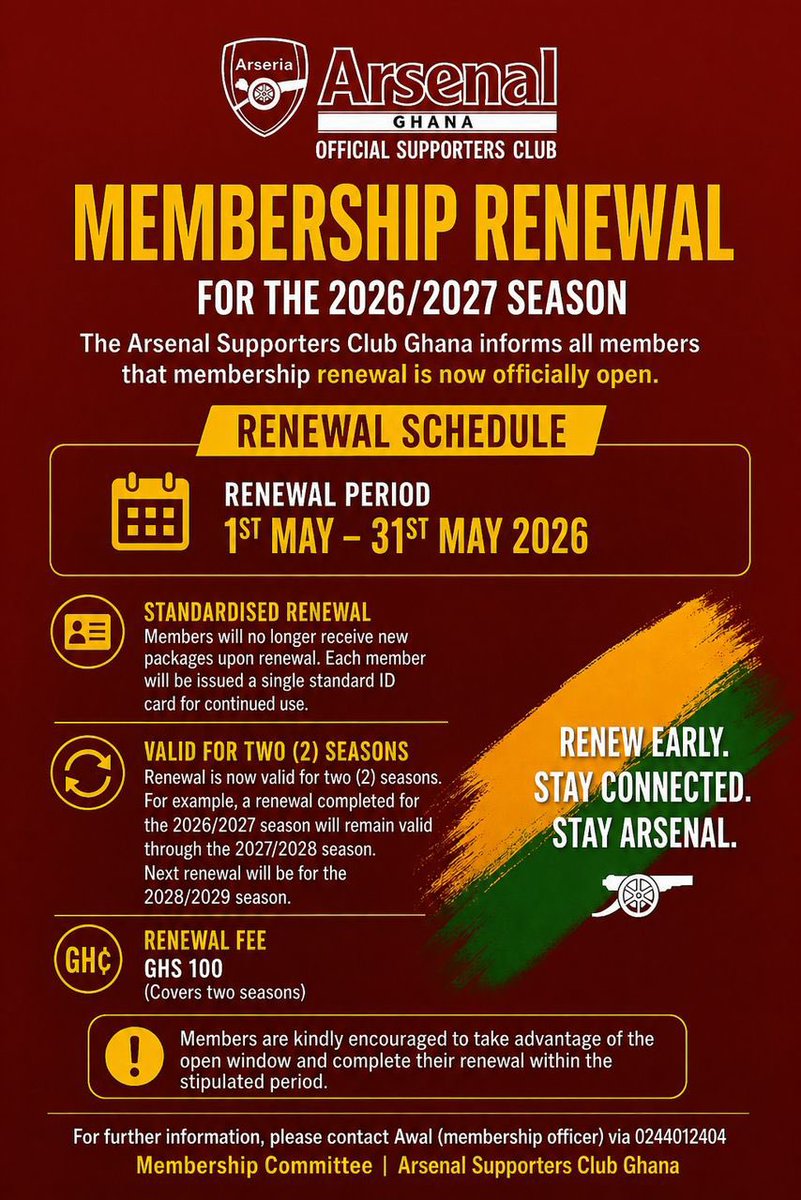 Official Arsenal Supporters' Club Ghana tweet media