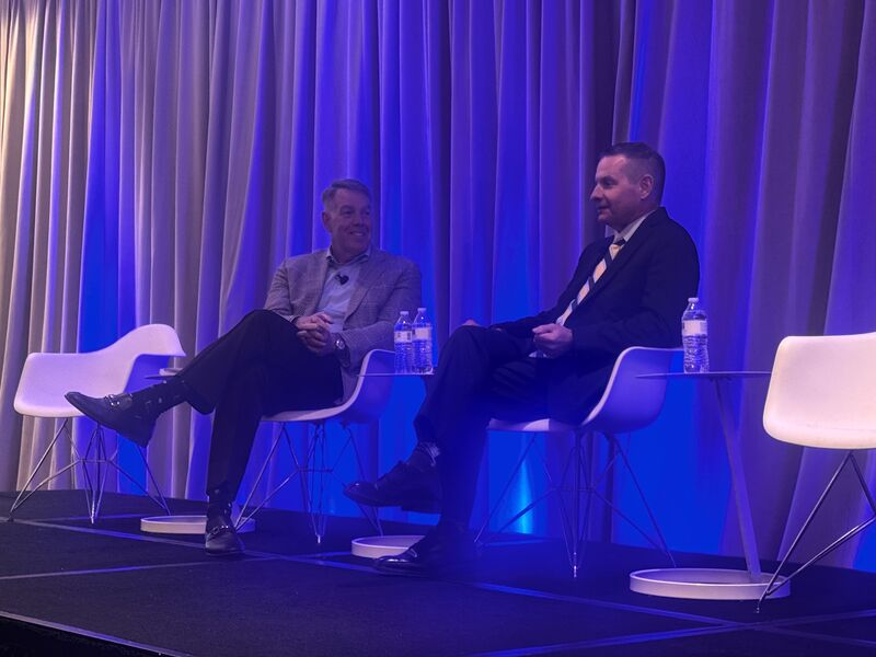 CDIAonline's tweet photo. @DanSmithNJ sits down with keynote speaker @ggradler, Deputy Director of the CFPB, at #cdiaconnect2026 for a fireside chat on the evolving regulatory landscape, CFPB priorities, consumer data, fraud initiatives, and what’s ahead for the industry.
#CFPB #ConsumerData #IndustryChat https://t.co/8qFUguwjuW