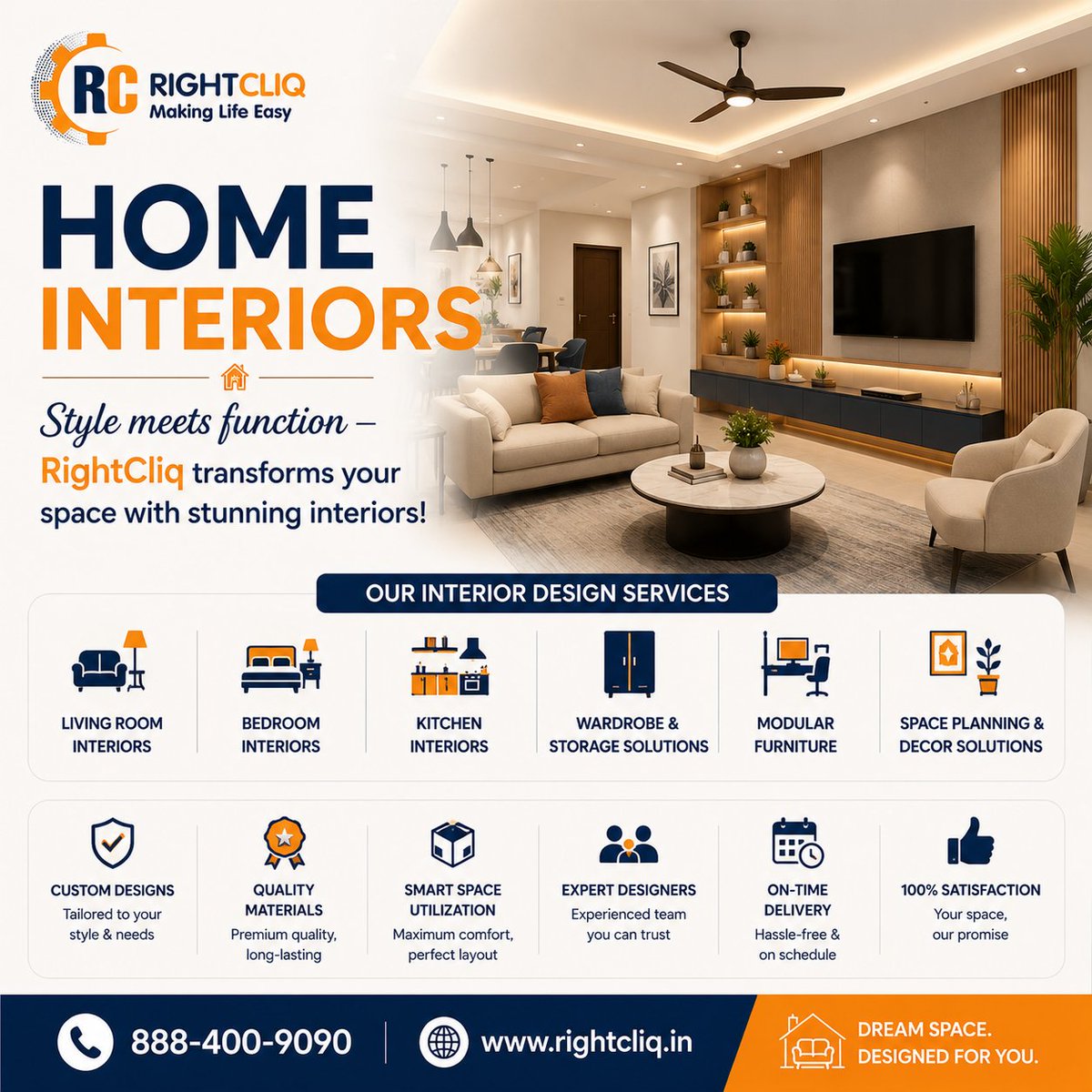 RightCliq_'s tweet photo. From modern makeovers to elegant space transformations, RightCliq brings your dream interiors to life with expert craftsmanship and smart designs.
Interiors. Call Now: 888-400-9090
#HomeInteriors
#InteriorDesign
#RightCliq
#HomeMakeover
#BangaloreHomes https://t.co/9OXMc7Rhxl