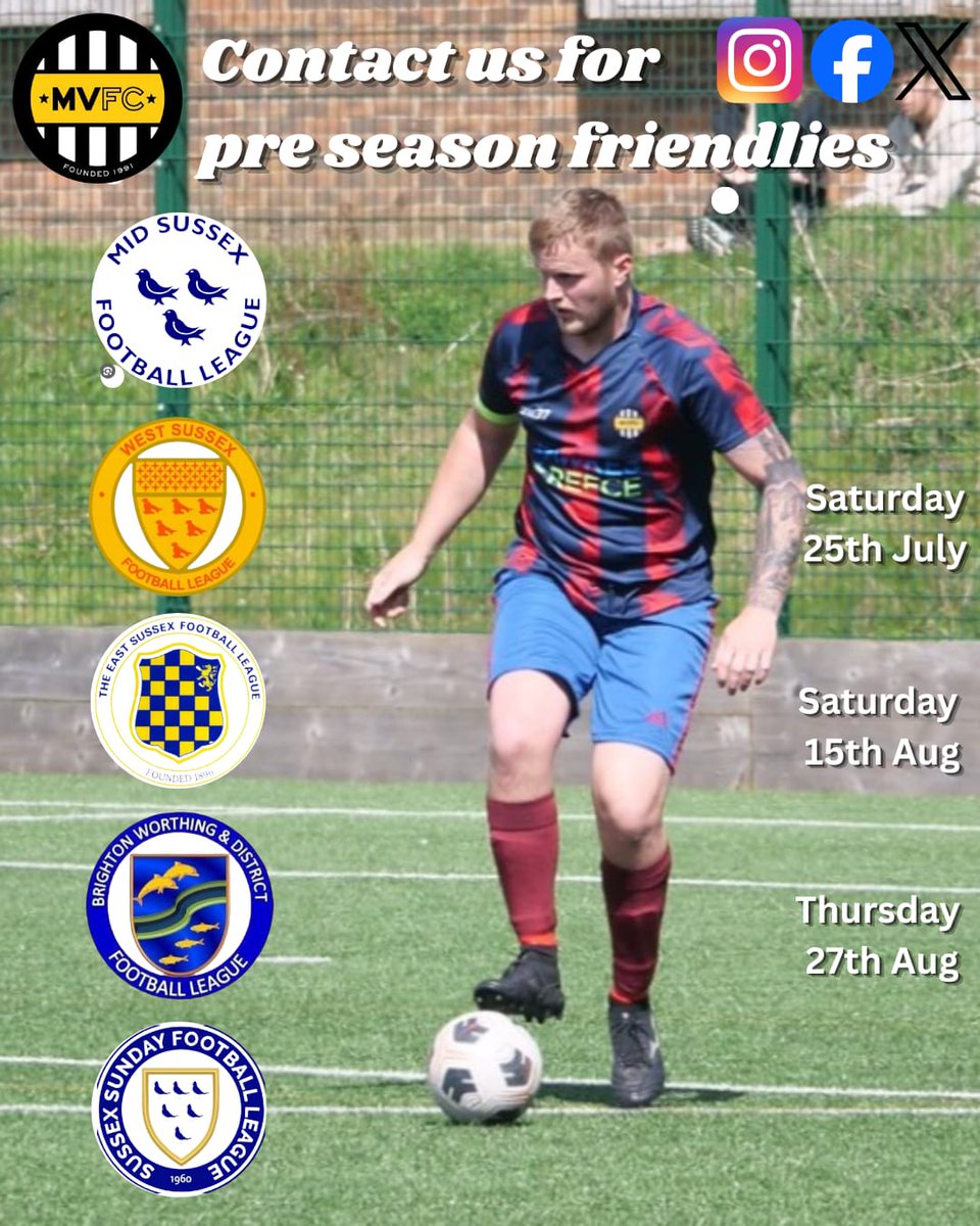 MontpelierVilla's tweet photo. Looking ahead to pre season we are now arranging our friendlies and we now have 3 available dates for clubs from:

@west.sussexfl @midsussexflofficial #eastsussexfootballleague @brightonworthingfootball @ssfl1960 

 Enquiries to https://t.co/udpPhD8PgD on X https://t.co/MW6Ct2Vuxn