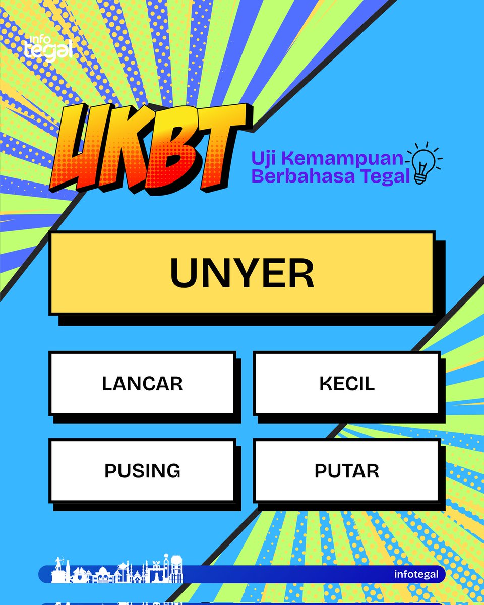 infotegal's tweet photo. Sering diucapkan, terutama biasanya kalau kepala habis terbentur sesuatu, seringnya di-"unyer" dulu di bagian yang sakit.
Jadi arti dari "unyer" apa, nih?
Ikuti #bahasategal yang unik-unik setiap Jum'at di @infotegal.
#Tegal #Slawi #infotegal https://t.co/711FT0UqQ6