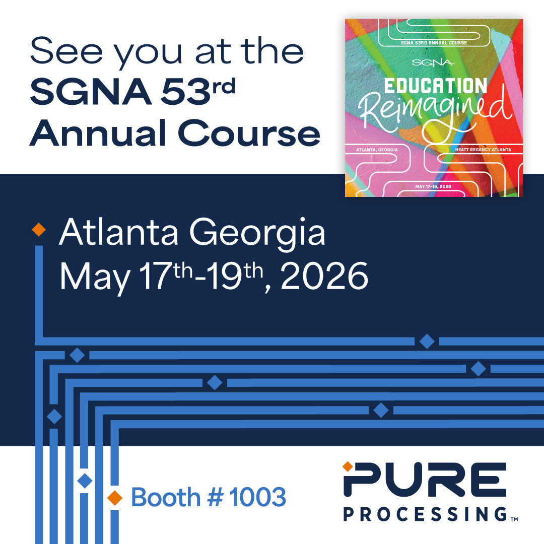 PureProcessing's tweet photo. Almost one week away until the SGNA 53rd annual course and we can’t wait to see everyone there! 🙌

Visit our booth at #1003 to experience the latest innovations in endoscope reprocessing and workflow efficiency! https://t.co/VE7dbXkzBS