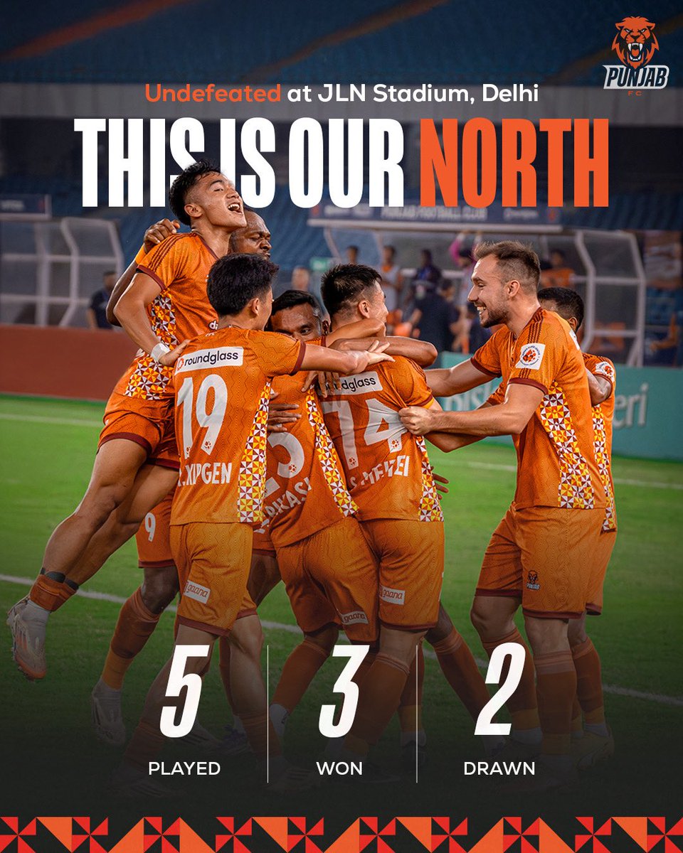 RGPunjabFC's tweet photo. Not everyone can dare say that, but 𝐖𝐄 𝐑𝐔𝐋𝐄 𝐓𝐇𝐄 𝐍𝐎𝐑𝐓𝐇 😉🦁
#ISL12 #NorthWalaSwag #PunjabFC #JLN #TheShers https://t.co/qocvE98yhY