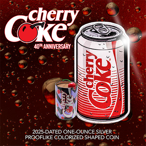 TheCoinVault's tweet photo. We have LESS THAN a handful of the officially licensed 2025 1oz Colorized Silver Cherry Coke 40th Anniversary Prooflike Coin from NIUE! With special packaging that looks like a can of Cherry Coke, these coins are going FAST! 💨💨 SHOP NOW: https://t.co/doWEl1p130 #TheCoinVault https://t.co/j2SwTZOzLe