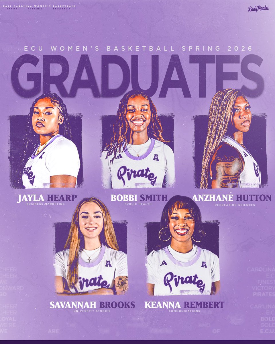 ECUWBB's tweet photo. We’re so proud of our 2026 graduates 🎓 

#FAB 🏴‍☠️ https://t.co/AFNx4R7l5P
