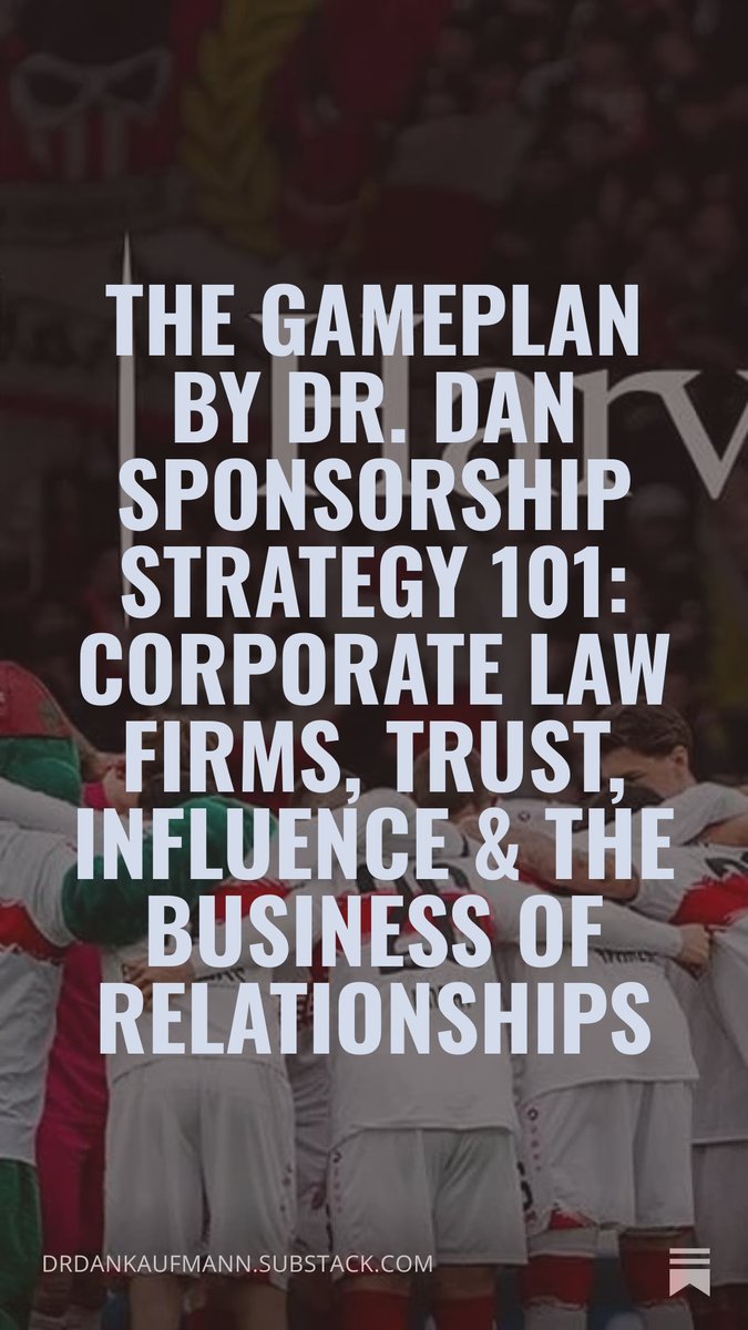 dankaufmann's tweet photo. The Gameplan by Dr. Dan
Sponsorship Strategy 101: Corporate Law Firms, Trust, Influence &amp; The Business of Relationships

 https://t.co/OAWk2LQxyw https://t.co/cOV8uMq7wV