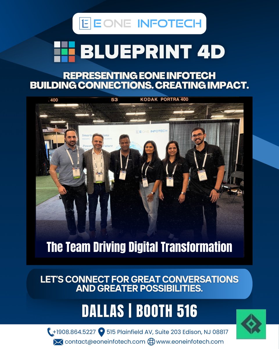 EOneInfotech's tweet photo. Amazing experience at BLUEPRINT 4D 🚀
Thank you to everyone who connected with Team eOne Infotech and explored our digital transformation solutions 💼
#Blueprint4D #eOneInfotech #DigitalTransformation #EnterpriseTech #Networking #Innovation https://t.co/vtUB70lQzc