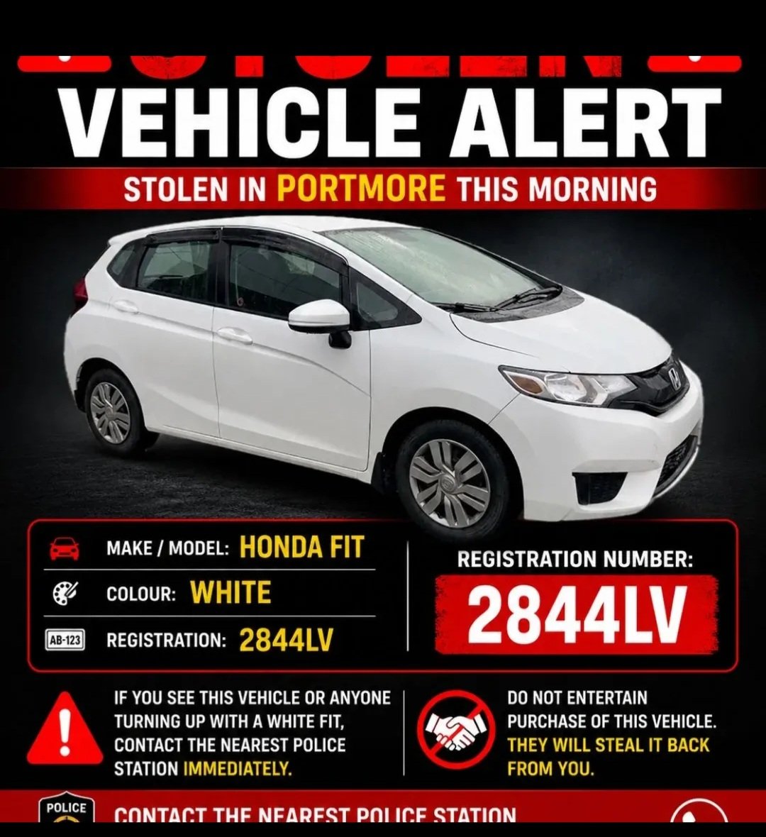 Tweeps.. Put dis  pon blast fi mi. My colleague's vehicle was stolen grom her Portmore residence last night..Let's help her locate it quick and faas.!