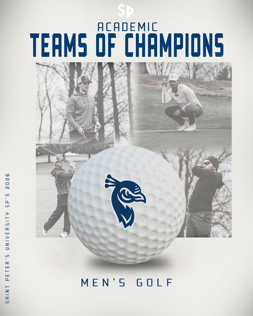 SPUAthletics's tweet photo. 𝗔𝗰𝗮𝗱𝗲𝗺𝗶𝗰 𝗧𝗲𝗮𝗺 𝗢𝗳 𝗖𝗵𝗮𝗺𝗽𝗶𝗼𝗻𝘀 ⛳️ 

Congratulations to Saint Peter’s Men’s Golf!

#StrutUp🦚 https://t.co/ZoRUn8Suyt