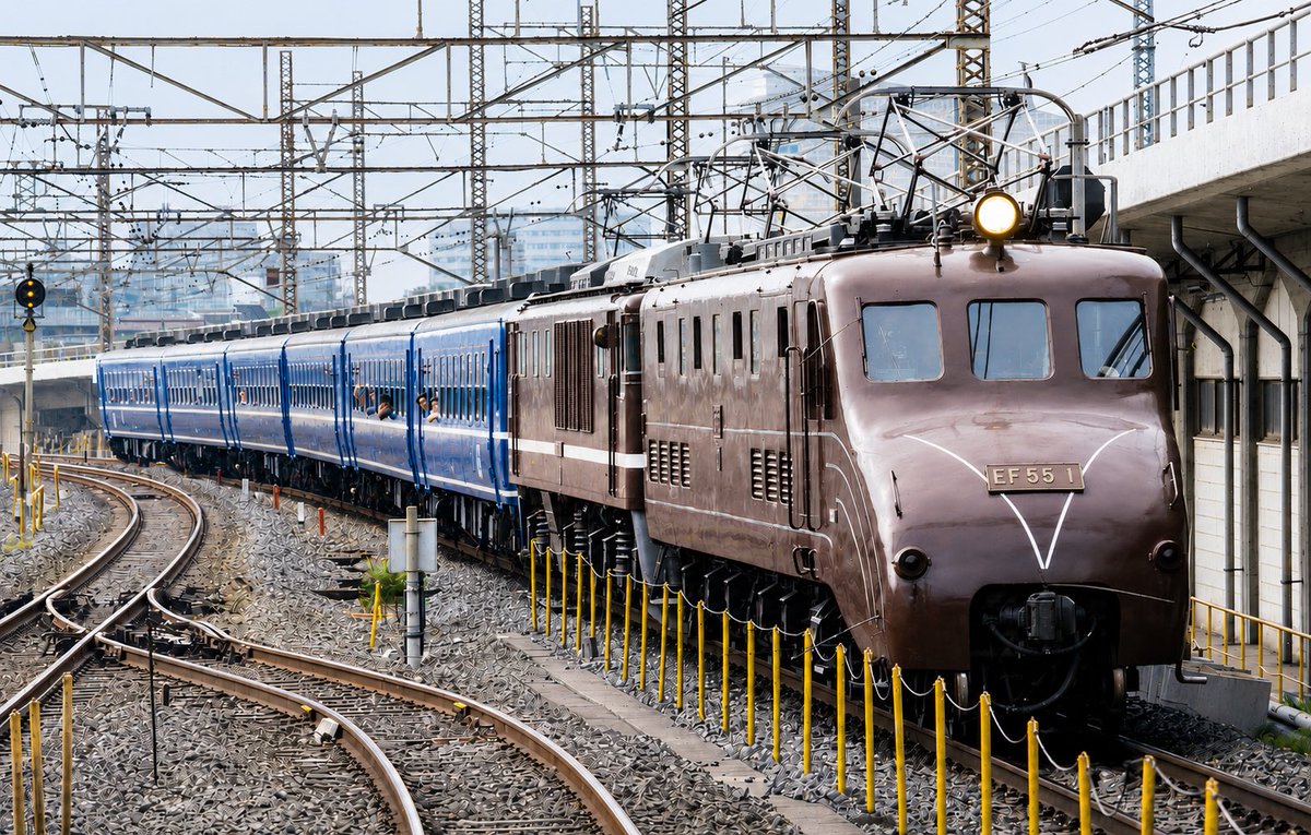 ナンバーが怪しいけど地上時代の浦和駅を通過するEF55牽引の12系奥利根