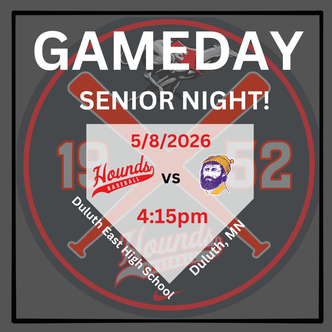 DEHSBaseball's tweet photo. GAME DAY and Senior Night! Hounds pulled off a big win vs WBL last night and look to keep the momentum going vs Cloquet at the Dog Pound

Tonight we get to honor a great group of seniors.
#ALLGASNOBRAKES #WOOF https://t.co/6t8GNbHTvy