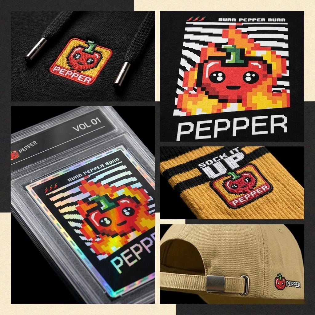PepperChain's tweet photo. Premium details. Maximum spice. 🌶️

Get up close with the exclusive $PEPPER Merch! The official auction is currently LIVE and heating up exclusively on the @socios app. 📲

Ready to spice up your wardrobe? Jump in and place your bids now! 🔥 https://t.co/Qrdo7U8Mkd