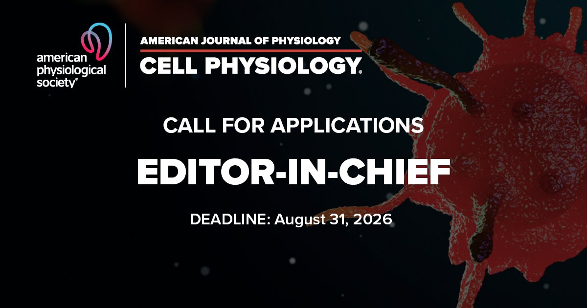 AJPCellPhys's tweet photo. 📢Applications are now open for the Editor-in-Chief role at AJP- Cell Physiology. 

Help shape the future of cutting-edge research in cell physiology. 

Deadline: August 31, 2026.
Learn more and apply today!  https://t.co/qfUQpDzkgt https://t.co/cSf34LMGo6
