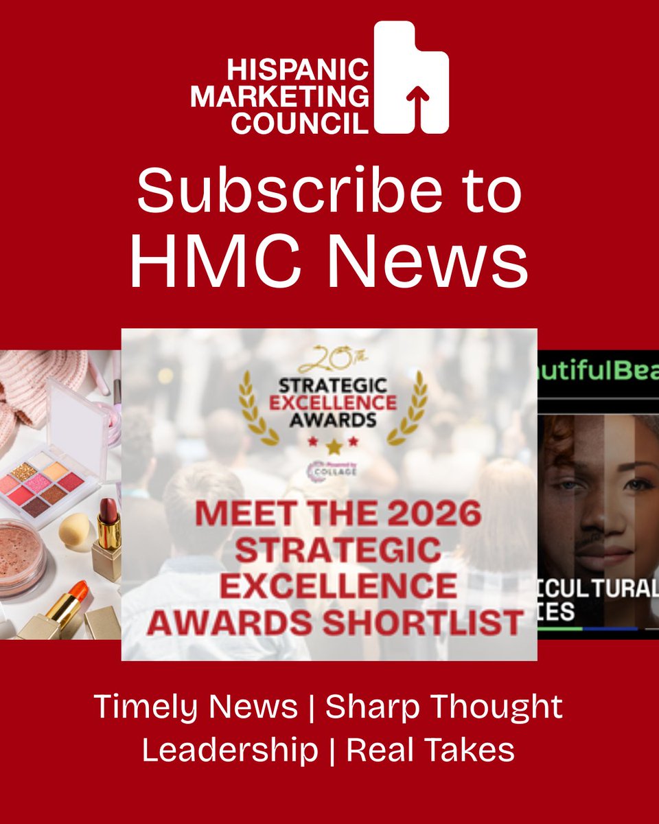 hmchispanic's tweet photo. Join a community of marketing leaders and get the data-driven strategies that move markets. Subscribe here: https://t.co/I46hlVW0xj

#HMCNews #HispanicMarketing #MarketingInsights #ThoughtLeadership #StrategicExcellence https://t.co/DSPCEQ3hup