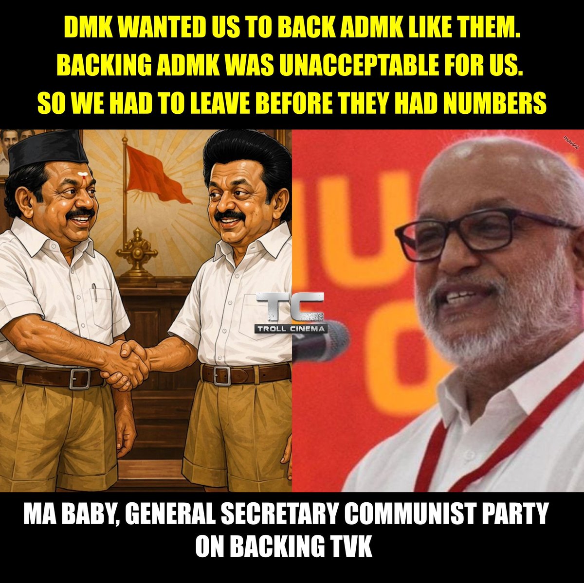 Troll_Cinema's tweet photo. Commies breaks the silence 🔥🔥

#TVK #Communist #DMK https://t.co/88dSWuxA8r