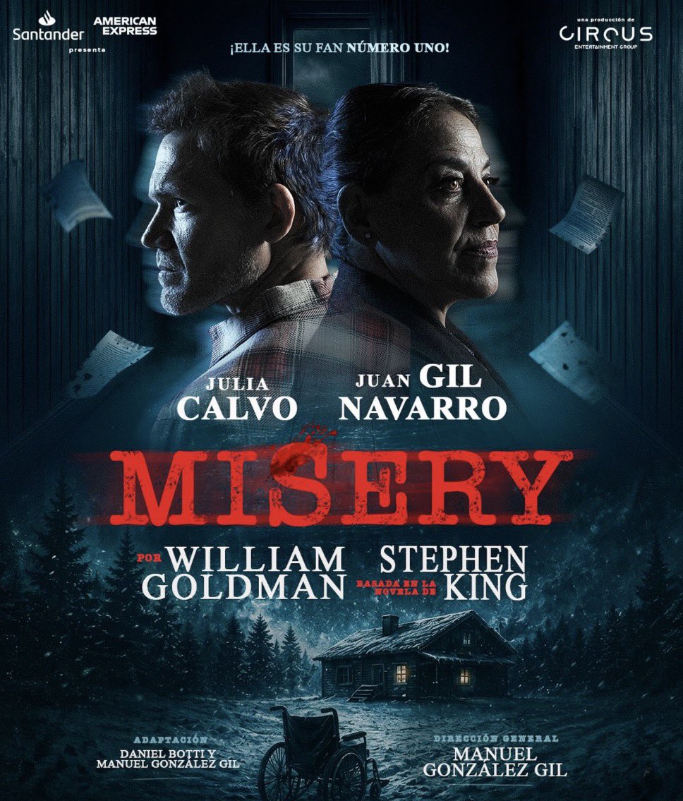 🎭 Juan Gil Navarro y Julia Calvo protagonizarán la adaptación teatral de “MISERY” de Stephen King

Estrena en el Teatro Metropolitan el 18 de junio