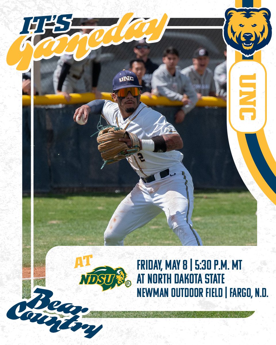 UNC_BearsBSB's tweet photo. 𝐔𝐩 𝐧𝐨𝐫𝐭𝐡 𝐭𝐡𝐢𝐬 𝐰𝐞𝐞𝐤𝐞𝐧𝐝 📍

🆚 North Dakota State
📍 Fargo, N.D.
🏟️ Newman Outdoor Field
⏱️ 5:30 p.m.
📺 https://t.co/QkK7WbQ7IP
📊 https://t.co/UBEQaCMShh

#BearCountry https://t.co/bBlGgPcYkH