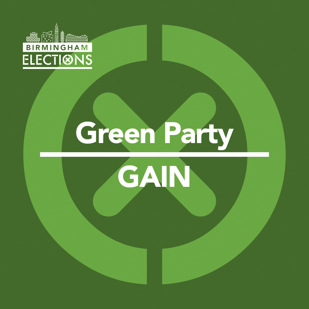 BhamCityCouncil's tweet photo. Local elections #Birmingham2026: Stirchley ward (one councillor)  

GREEN GAIN

Full results here: https://t.co/wMksEFzNN7 #BrumVotes26 https://t.co/JQJCVyWNT8