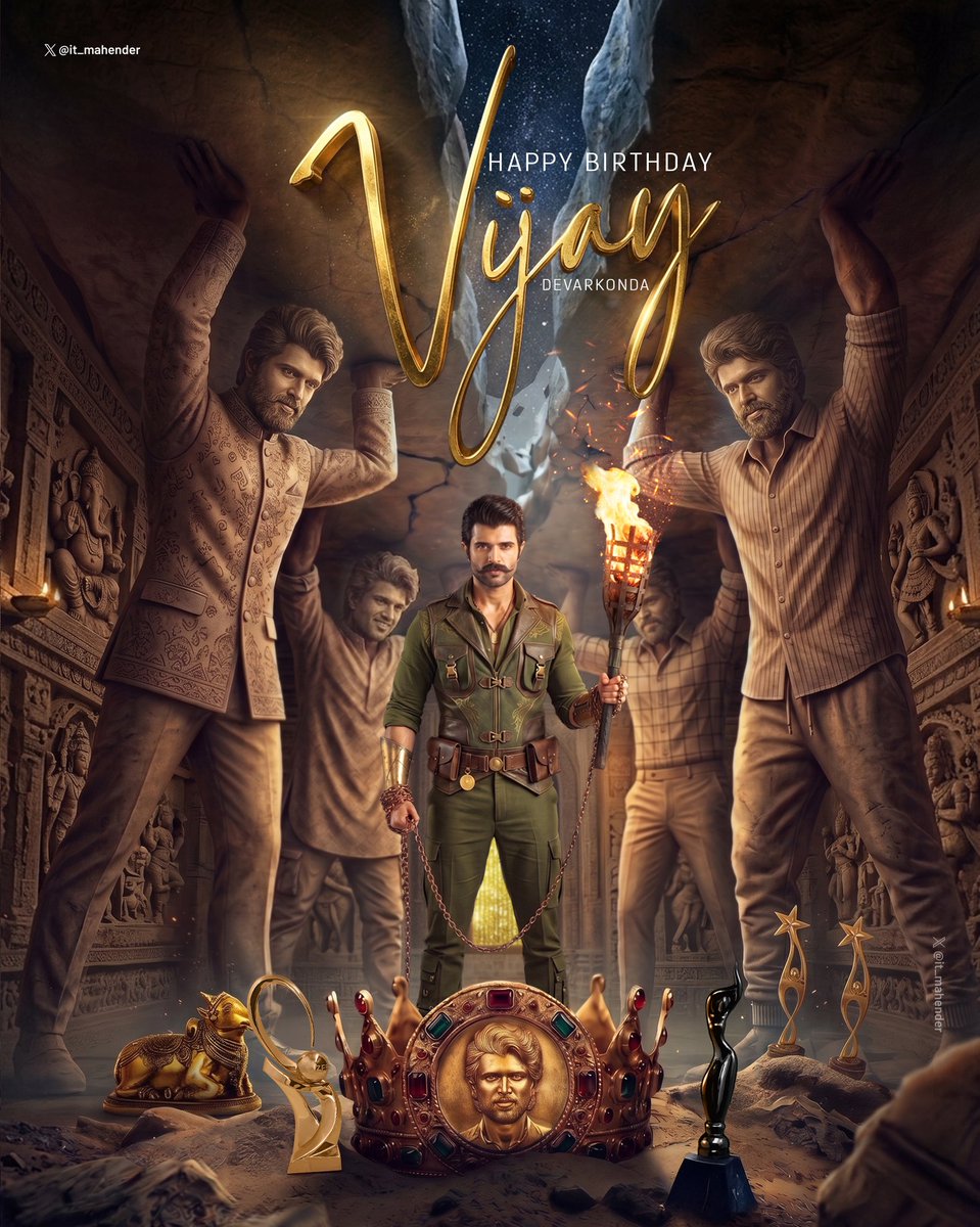 it_mahender's tweet photo. Built by himself. Carried by himself.  
The name is Vijay Deverakonda 💥  
@TheDeverakonda

@iamRashmika

Design by : @it_mahender

#VijayDeverakonda #RowdyStar #TheDeverakonda #vijay #HBDVijayDeverakonda #VD #RowdyBoys https://t.co/FWdNatpBVM