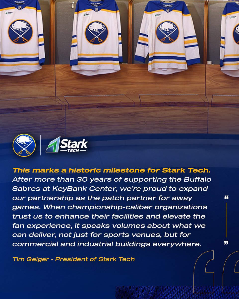 BuffaloSabres's tweet photo. Learn more about how Stark Tech emerged as the best fit for our first-ever jersey patch partner.

→ https://t.co/yL1qsBmX1U https://t.co/psvd2V52W6