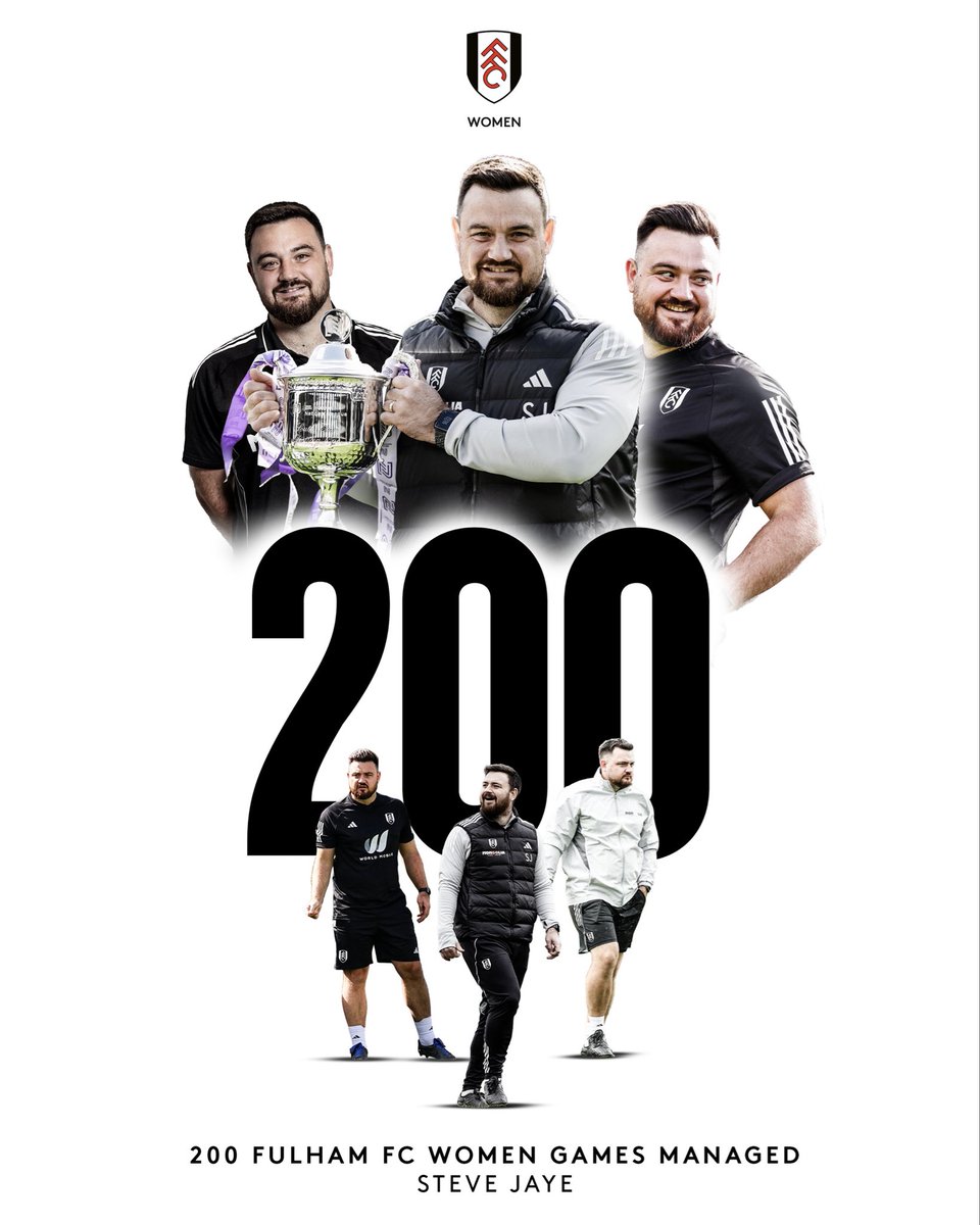 FulhamFCWomen's tweet photo. Gaffer. ๐ซก
This season our Head Coach Steve Jaye reached the major milestone of 200 games managed.
Congratulations and thank you, Steve, for your leadership, dedication, and everything you bring to the club. https://t.co/ohsMfVkAHv