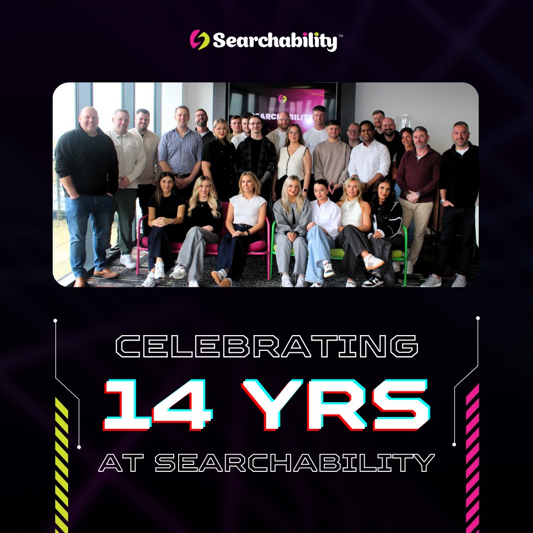 SearchabilityUK's tweet photo. Today we’re celebrating 14 incredible years of Searchability 🎉

Here’s to growth, innovation, partnerships, and plenty more to come!🥂 https://t.co/r8kHk5yqeG