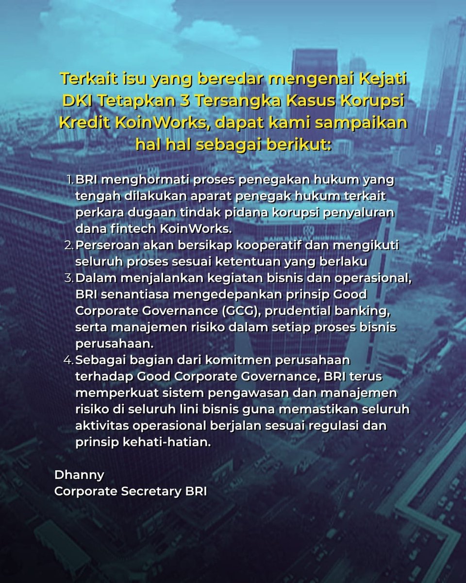 wowbabel's tweet photo. Prioritaskan transparansi, BRI Hormati Proses Hukum dalam Kasus Koinworks #bri https://t.co/QtHN4CqoVA