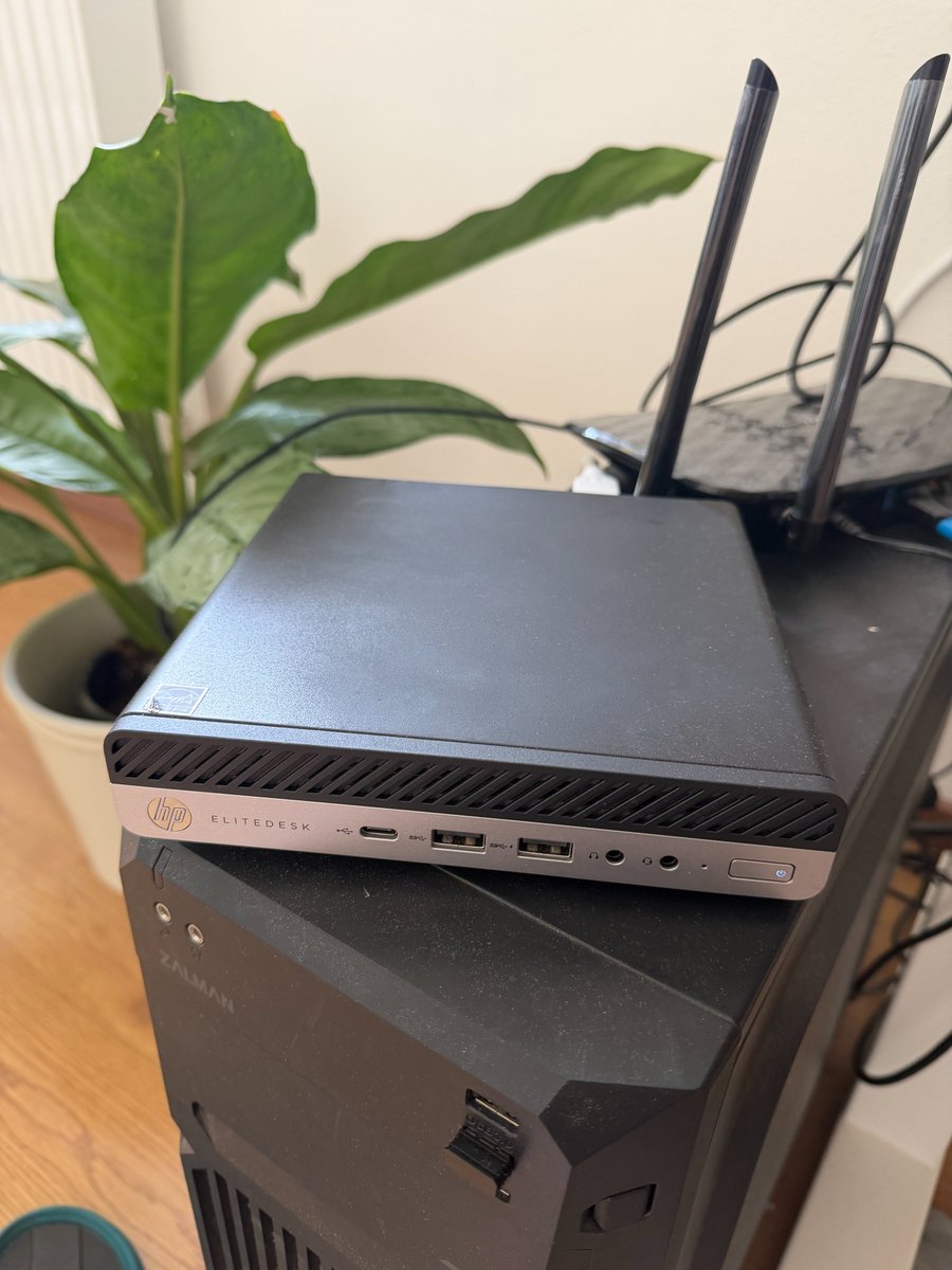 venzhofer's tweet photo. New journey unlocked 🖥️
Finally bought my first home server. went to Gigacomputer, grabbed a cheap box, installed Linux, and now it's humming away next to me, running some of my automations.
excited to dive deeper into homelabbing, hardware, and see how far I can push this thing.
Right now, I'm using Tailscale + Windows Remote Desktop to access it from any device. It's a bit clunky on the phone, but on iPad it feels like a solid travel-light setup.
Anyone else running a home server? What are you doing with yours?