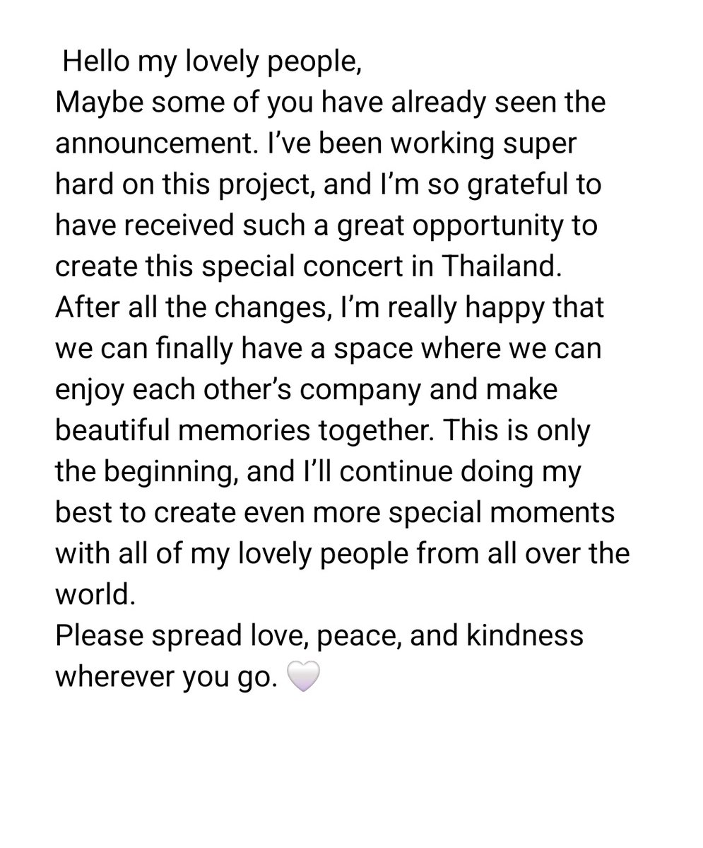 260508 #TEN Bubble update

สวัสดี lovely people ของผม

บางคนอาจจะได้เห็นประกาศไปแล้ว ผมทำงานหนักมากกับโปรเจกต์นี้ และรู้สึกขอบคุณมากที่ได้รับโอกาสดี ๆ ในการสร้างคอนเสิร์ตพิเศษนี้ที่ประเทศไทย

หลังจากมีการเปลี่ยนแปลงต่าง ๆ มากมาย