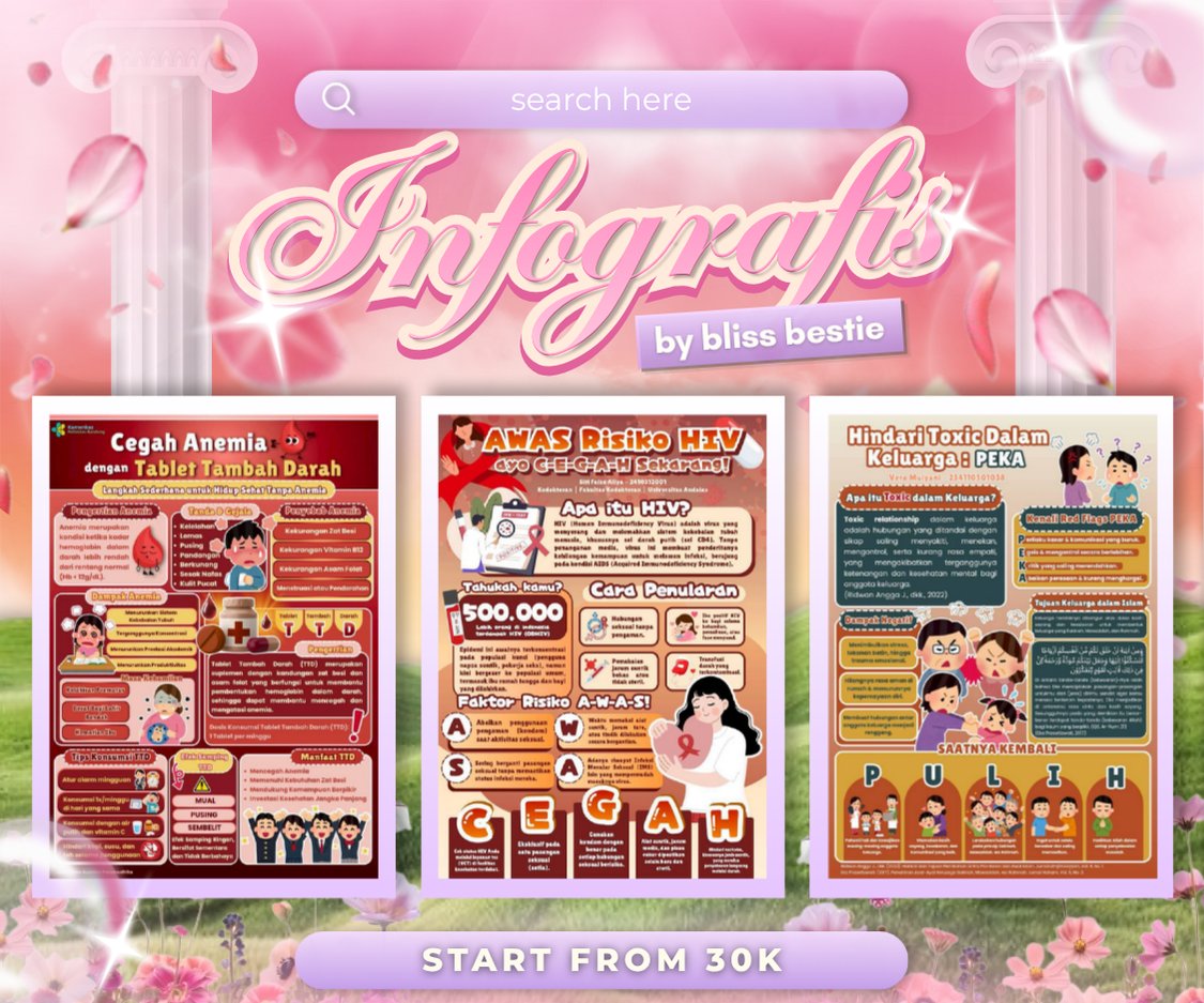 Blissbesstr's tweet photo. Help rt will be appreciated! 

Hemlow kakak" Siapa yang need jasa edit poster infografis? Mari merapat ke bestie karna start 30k sudah dapat infografis secakep ini lohh! Langsung aja pesan di wabis yang ada di bio ya 😍☝
#bealanja https://t.co/nNDGQsi296