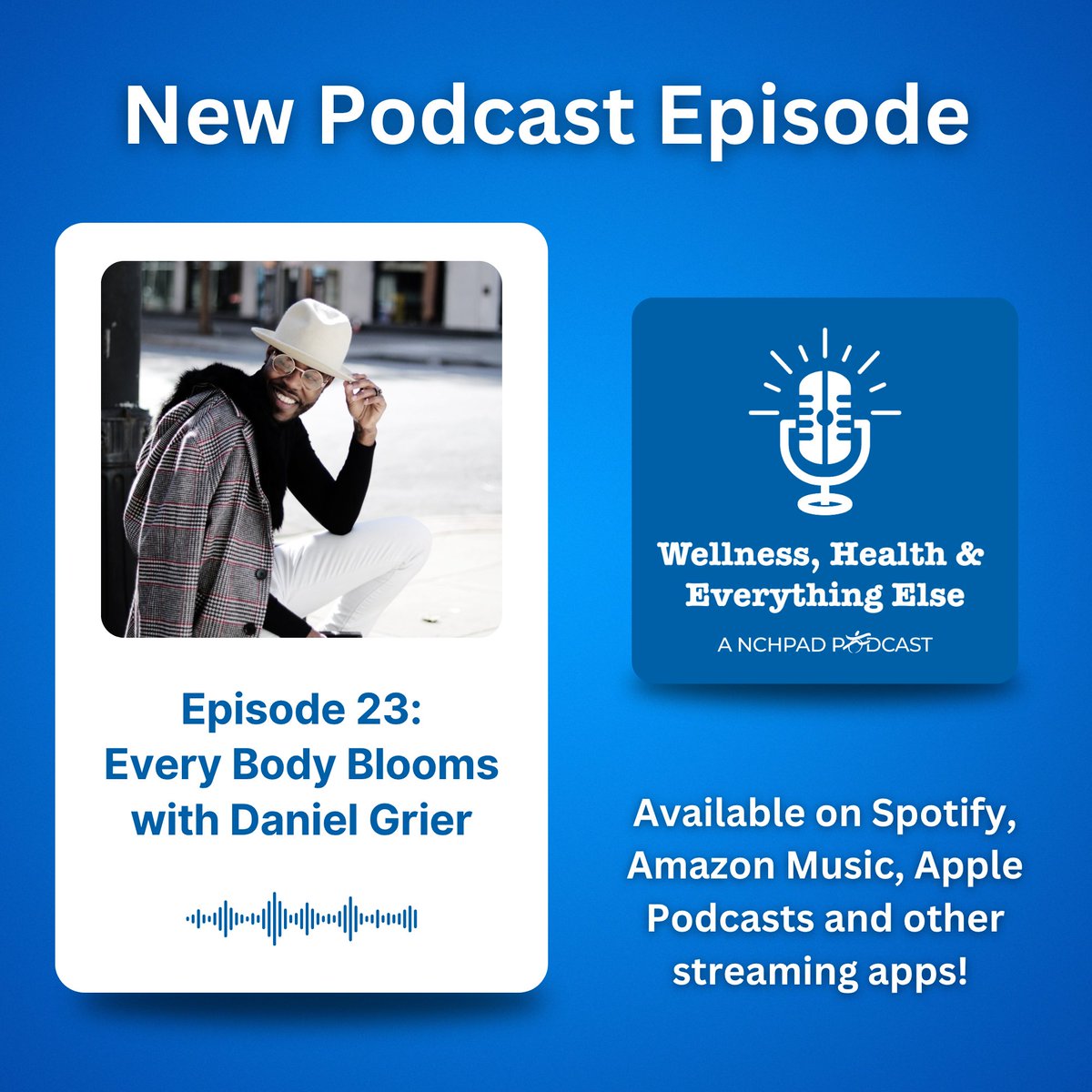 NCHPAD's tweet photo. (1/2) Episode 23 of our podcast is now available! In this episode, we speak with Daniel Grier, Creative Director and Adaptive Stylist for the Every Body Blooms fashion event, which took place on April 2, presented by NCHPAD and UAB Arts in Medicine.

https://t.co/08rJPRms6v https://t.co/TAlrxjONUT