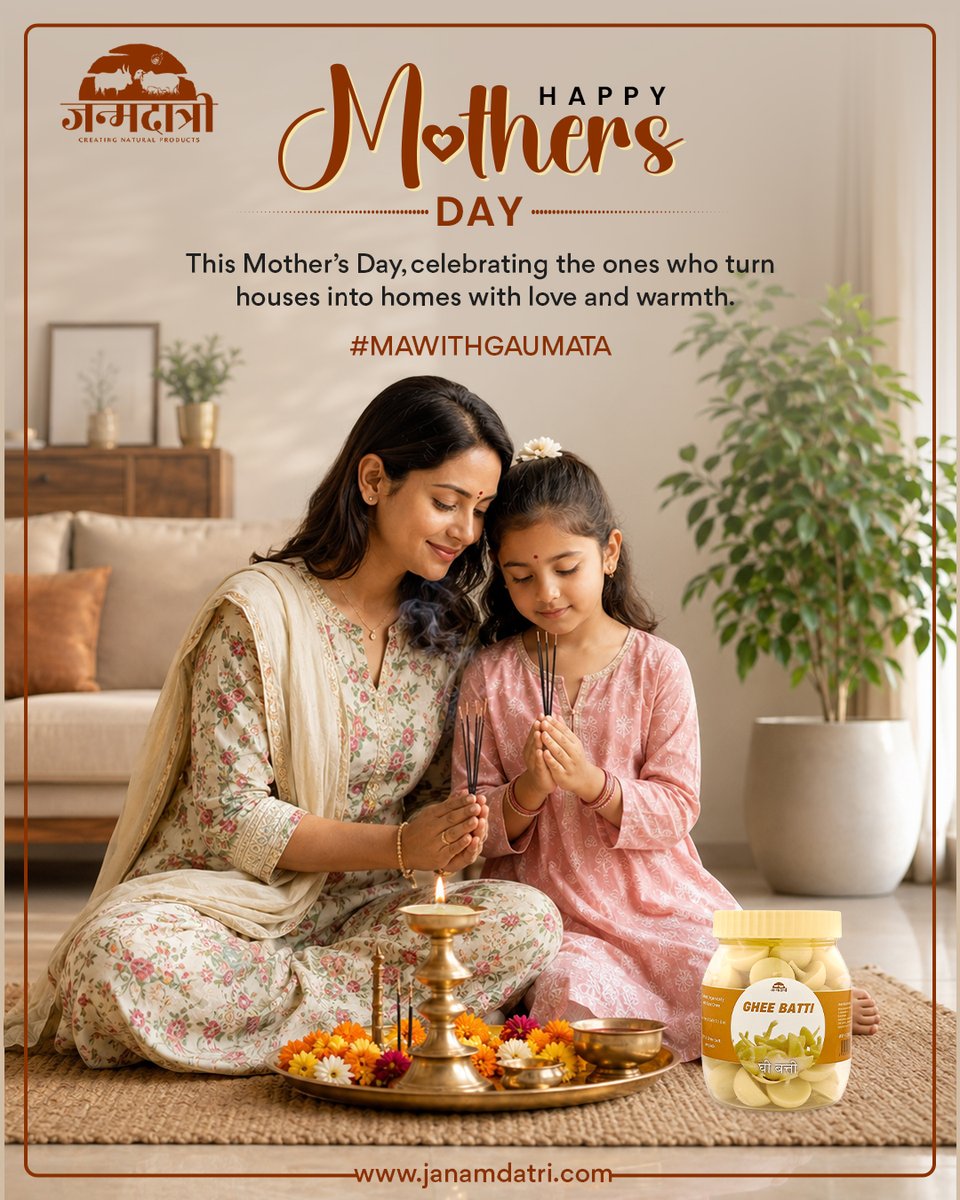 janamdatri's tweet photo. A mother’s love is the first warmth we ever know — gentle, pure, and filled with endless care.
Happy Mother’s Day from Janamdatri.
#HappyMothersDay #MAWITHGAUMATA #Janamdatri #MothersLove #IndianTraditions #NaturalLiving #PoojaRituals #HomeAndHeart #TraditionalValues https://t.co/SbB1YV2Xqq