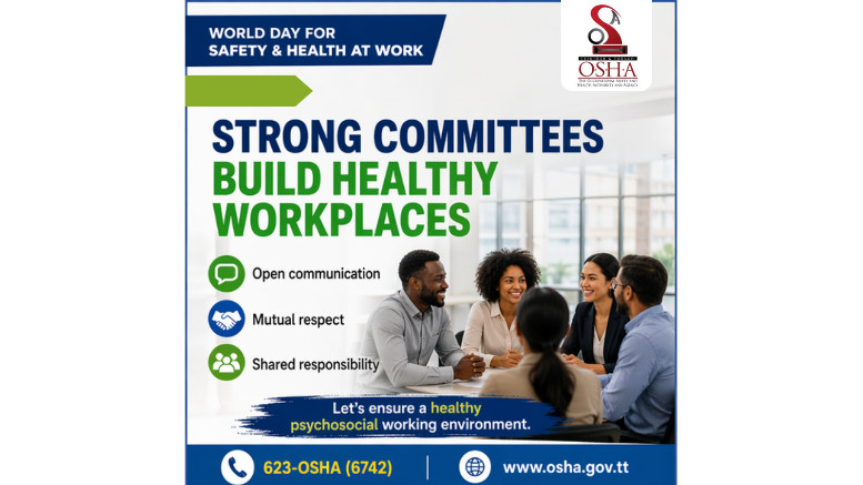 TT_OSHA's tweet photo. When employees feel heard, workplaces become safer and healthier.
Safety and Health Committees help identify stressors, improve communication and strengthen workplace support systems.
📞 OSHA HOTLINE: 623-OSHA (6742)
🌐 https://t.co/OHuYvoG5CT

#OSHATT #HealthyWorkplaces https://t.co/qsN6gauPHu