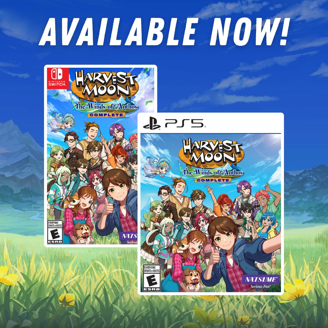 Natsume_Inc's tweet photo. Harvest Moon: The Winds of Anthos Complete Edition is out now on Switch and PS5!
Explore every corner of Anthos with all DLC included, like The Great Outdoors Pack.
Your next big adventure starts today. 

Available now at the Natsume Store: https://t.co/WsKDtpKRTE https://t.co/SRNIBBrBpZ