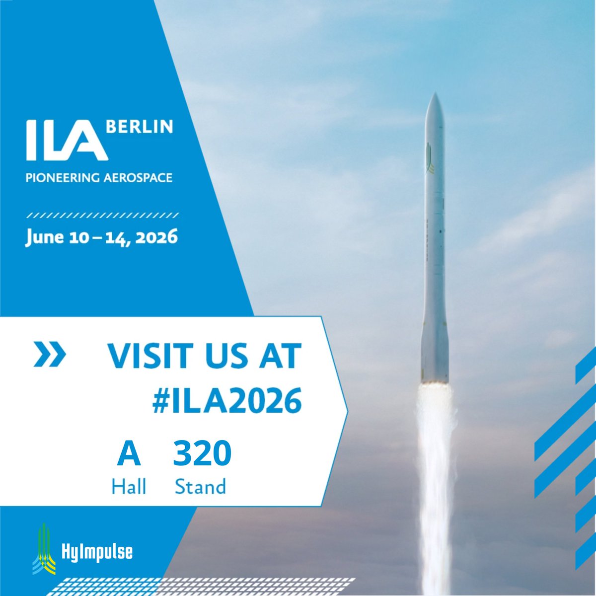HyImpulseTech's tweet photo. Meet us at @ILA_Berlin๐
๐๏ธ 10-12 June
๐ Berlin ExpoCenter Airport: Hall A, Booth 320
Attending the event?
Pass by or schedule a meeting with us through the event platform, weโd love to connect.
See you there!
#NewSpace #HyImpulse #ila2026 https://t.co/YxoQW5eupx