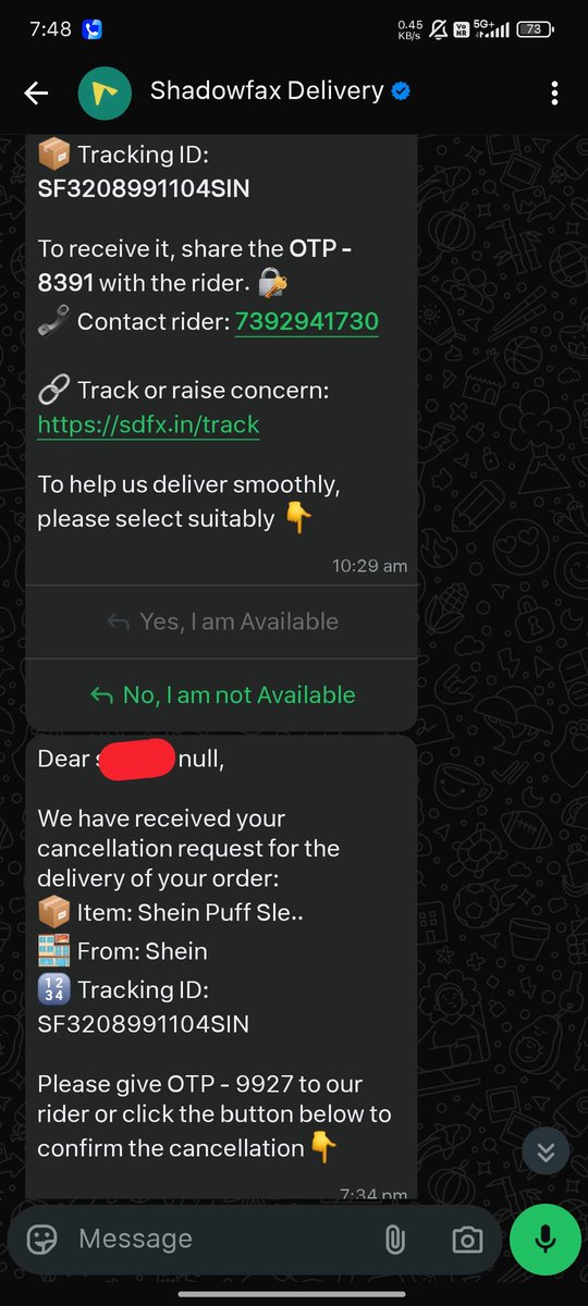 thevikash_003's tweet photo. @SHEIN_Official This is the 3rd time happening where these stupid delivery people are cancelling the order by themselves and stating they would deliver later which they never do . https://t.co/6flBUt1C0u