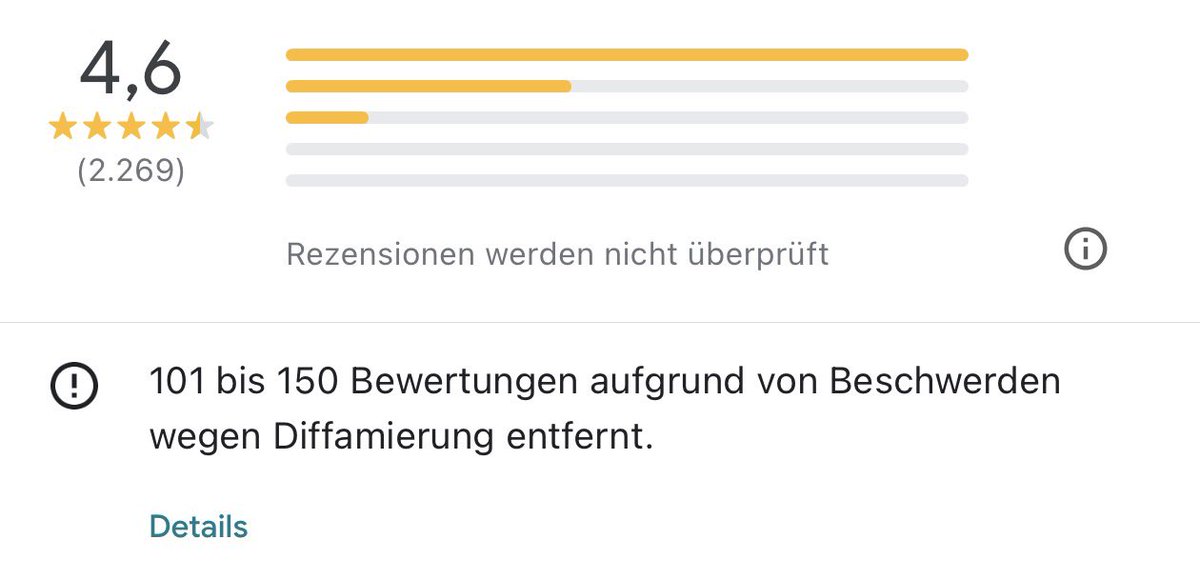 NeoliberaleA's tweet photo. Ich liebe Google dafür, dass sie nun anzeigen, wenn jemand Bewertungen hat löschen lassen! ♥️

Endlich kommt Licht ins Dunkle! 👏 https://t.co/HWqFYenKkI