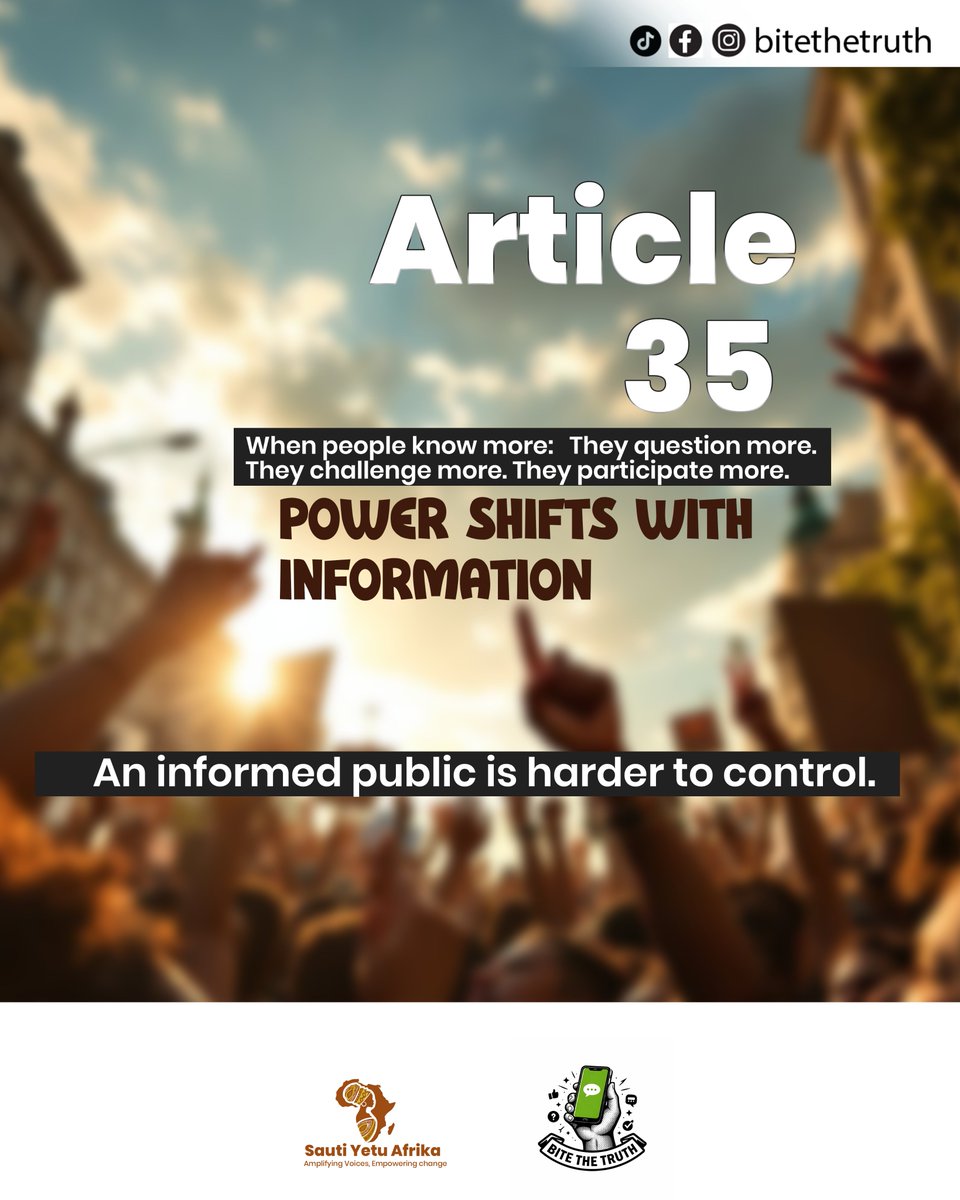 bitethetru16793's tweet photo. Information shifts power.
When people know more, they question more, challenge more, and participate more.
An informed public is harder to control.
#AccessToInformation #DigitalDemocracy #Article35 #RightToKnow #Kenya #DDF #trending https://t.co/Zf9HypN0dH