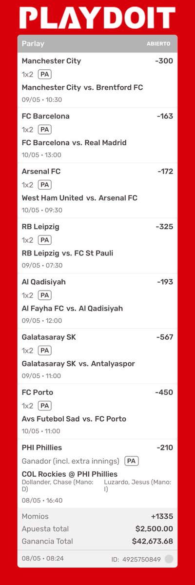 picks_koalateam's tweet photo. MEGA PARLAY ⚽️⚾️ , cada ❤️ es un 
SE GANA KOALA 🐨

Nos vemos en cajas el día domingo 💰

Los tqm 🫶🏾 bonito viernes https://t.co/Ezl81GwNoM