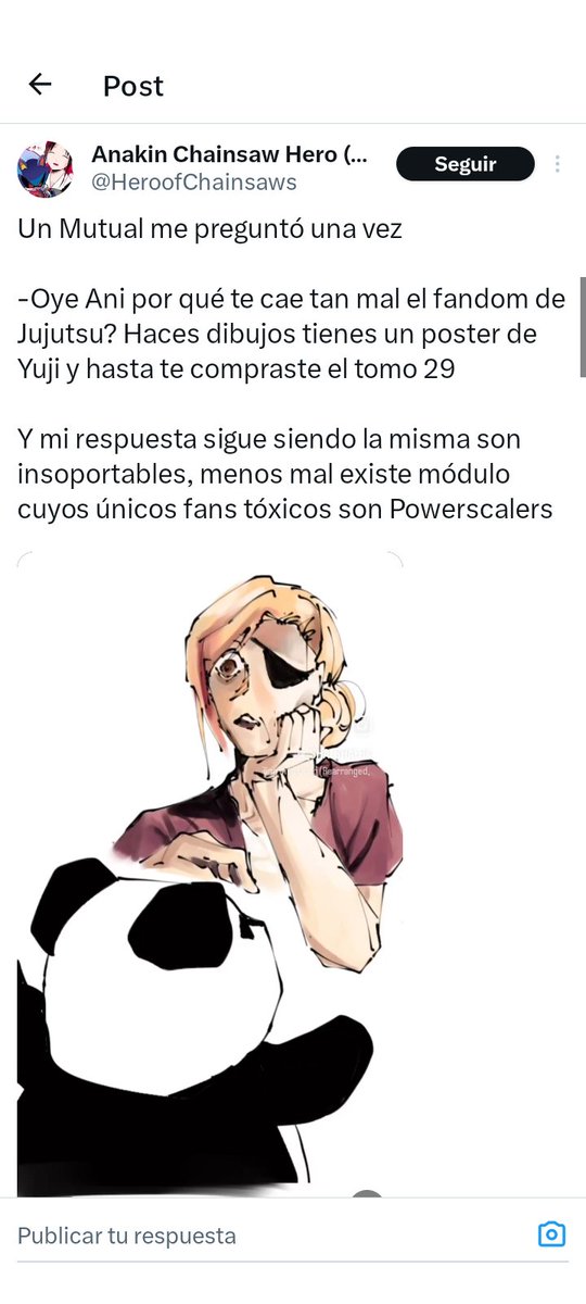 El mismo tipo que desactivo cuenta por un dia para luego dárselas de víctima, cuando lo cuestionas de ser un hater de jjk disfrazado de fan