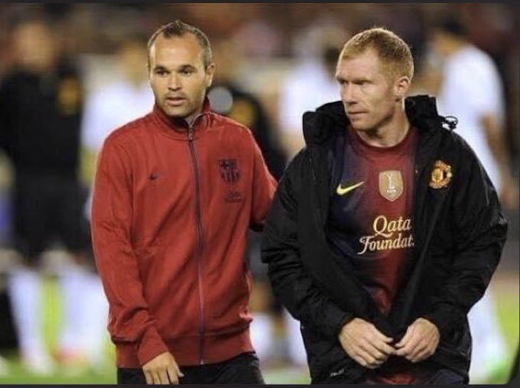 UTDAlex8's tweet photo. 🚨Andres Iniesta on Paul Scholes: 

“One day in La Masia, Rijkaard walked in and said,
‘Today we don’t train, we are going to watch a DVD’.

We sat for 3 hours watching Scholes highlights. It was the best day of my life. I, Xavi, Ronaldinho and a young Messi were in awe of him.

It was then that I decided to call my first-born child Paul (Paolo). He’s 5 now, and every time I look at him, I remember that day in La Masia.”