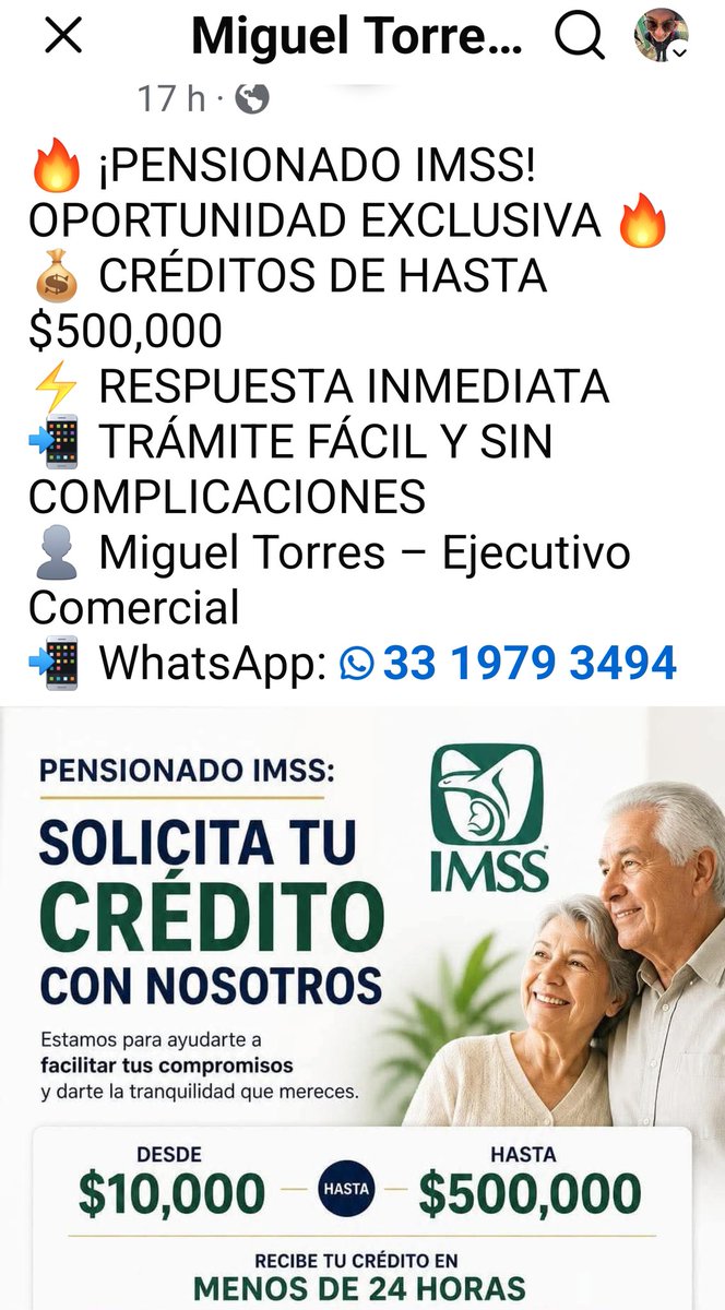 OFrohling's tweet photo. Hola @Tu_IMSS ¿Es legitimo el uso de su logotipo en esta  publicidad para préstamos privados ? https://t.co/xCd6pBJ8sP