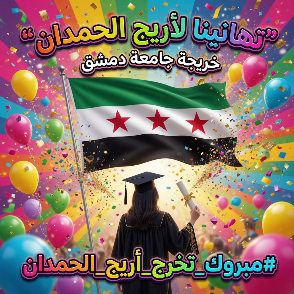 bdoorah33's tweet photo. بأسمى آيات الحب.. بإدارة الأعمال تفوقتِ ورفعتِ اسم الحمدان عالياً #درعا #جامعة_دمشق 🏆   
كل التهاني.. بنت الأصول أريج الحمدان أثبتت أن الصبر آخره امتياز #إدارة_أعمال #جامعة_دمشق 🎉
#مبروك_تخرج_اريج_الحمدان https://t.co/gYUCOfLwXC