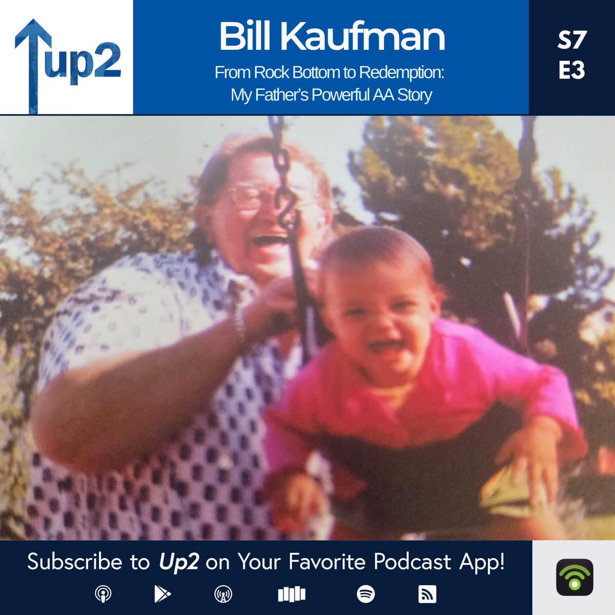 Up2Foundation's tweet photo. Perhaps the most personal and emotionally raw episode of Up2, host Adam Kaufman shares 2001 AA convention speech by his late father, Bill Kaufman. It is a heartfelt confession,  stand-up comedy routine, raw apology, and a profound testimony of hope https://t.co/F3qvj3cNri https://t.co/c2IRUww0Bb