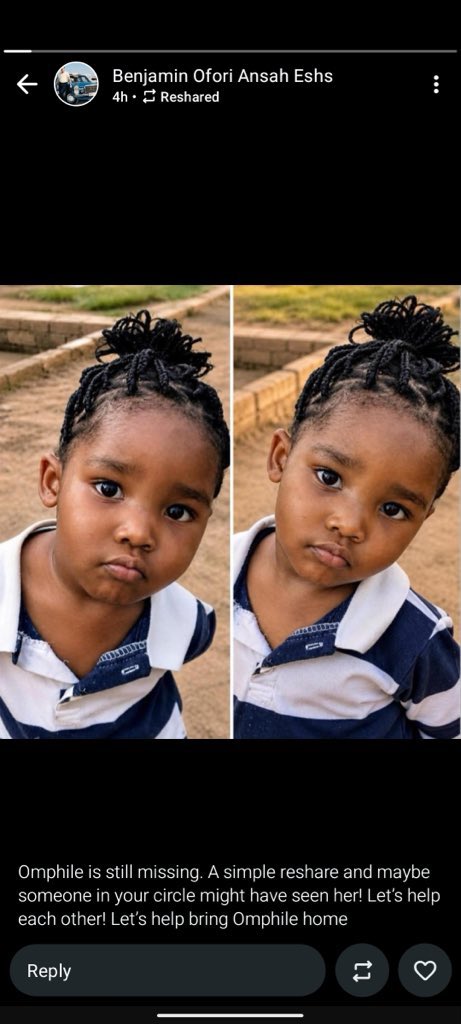 Help us find little Omphile, Your repost will be well appreciated 🙏❤️