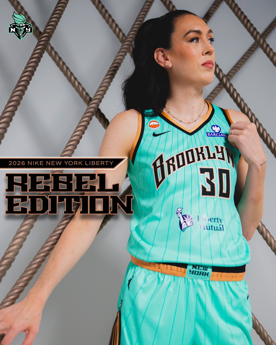 nyliberty's tweet photo. A closer look at our 2026 Rebel Edition 🧵’s 

Inspired by the Brooklyn Bridge, the uniform features design details rooted in the borough that continues to shape us.

🗽 Custom “BROOKLYN” wordmark inspired by the bridge’s steel framework
🗽 Tonal striping nodding to the suspension cables
🗽 “B” and “M” details representing Brooklyn and Manhattan
🗽 Emily Warren Roebling’s quote woven into the design

Available today at The Official Team Store at Barclays Center and https://t.co/hg4liv1hQO!