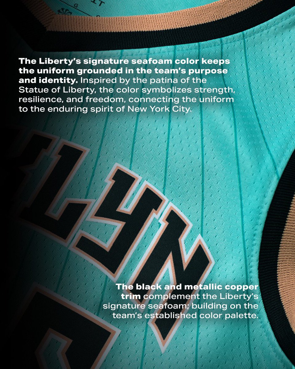 nyliberty's tweet photo. A closer look at our 2026 Rebel Edition 🧵’s 

Inspired by the Brooklyn Bridge, the uniform features design details rooted in the borough that continues to shape us.

🗽 Custom “BROOKLYN” wordmark inspired by the bridge’s steel framework
🗽 Tonal striping nodding to the suspension cables
🗽 “B” and “M” details representing Brooklyn and Manhattan
🗽 Emily Warren Roebling’s quote woven into the design

Available today at The Official Team Store at Barclays Center and https://t.co/hg4liv1hQO!