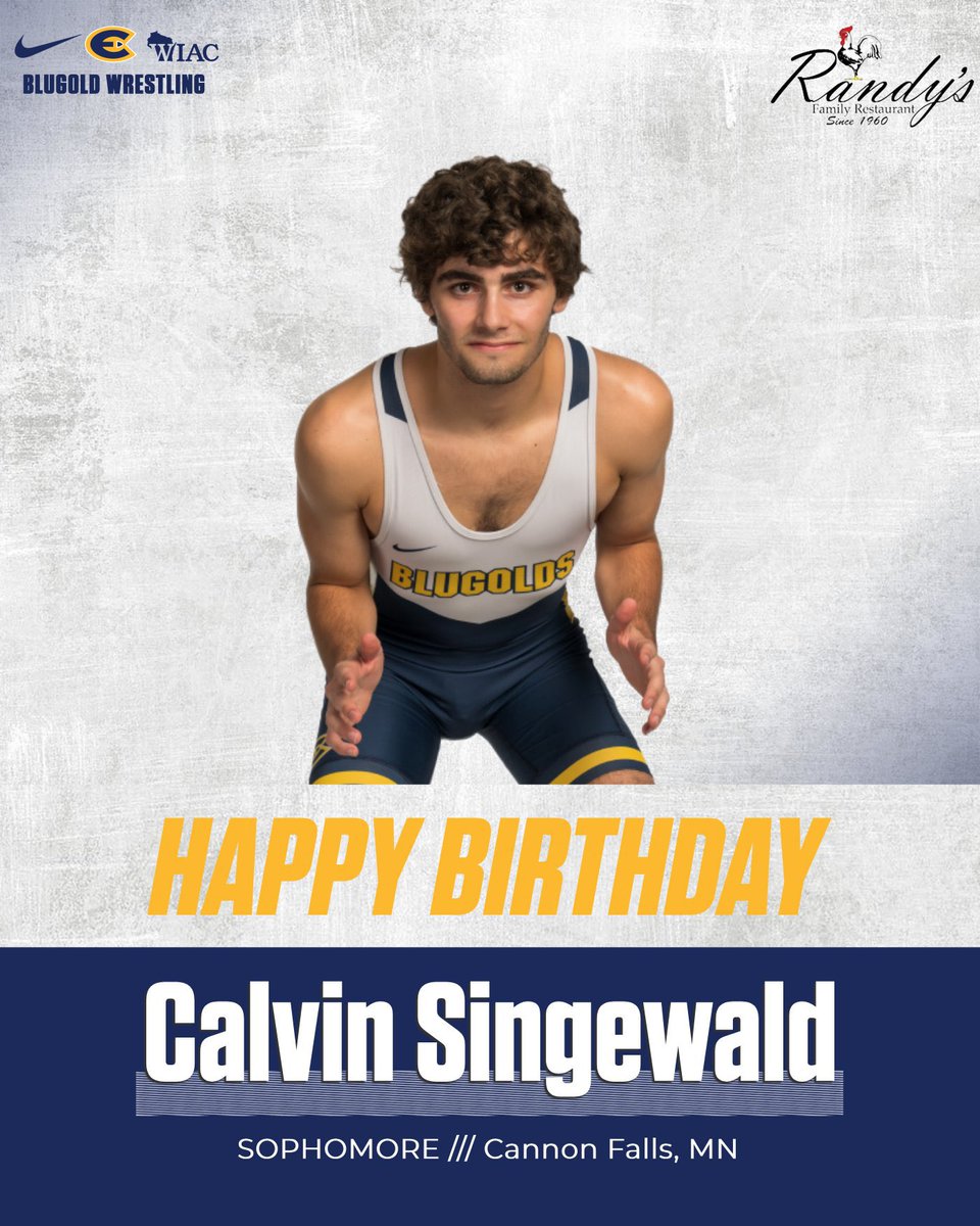 UWECWrestling's tweet photo. Blugold Wrestling and Randy’s Family Restaurant would like to give a special birthday shout out to one of our wrestlers…
Happy birthday, Calvin Singewald!
#YouKnowTheDrill https://t.co/FmlRHwCflB