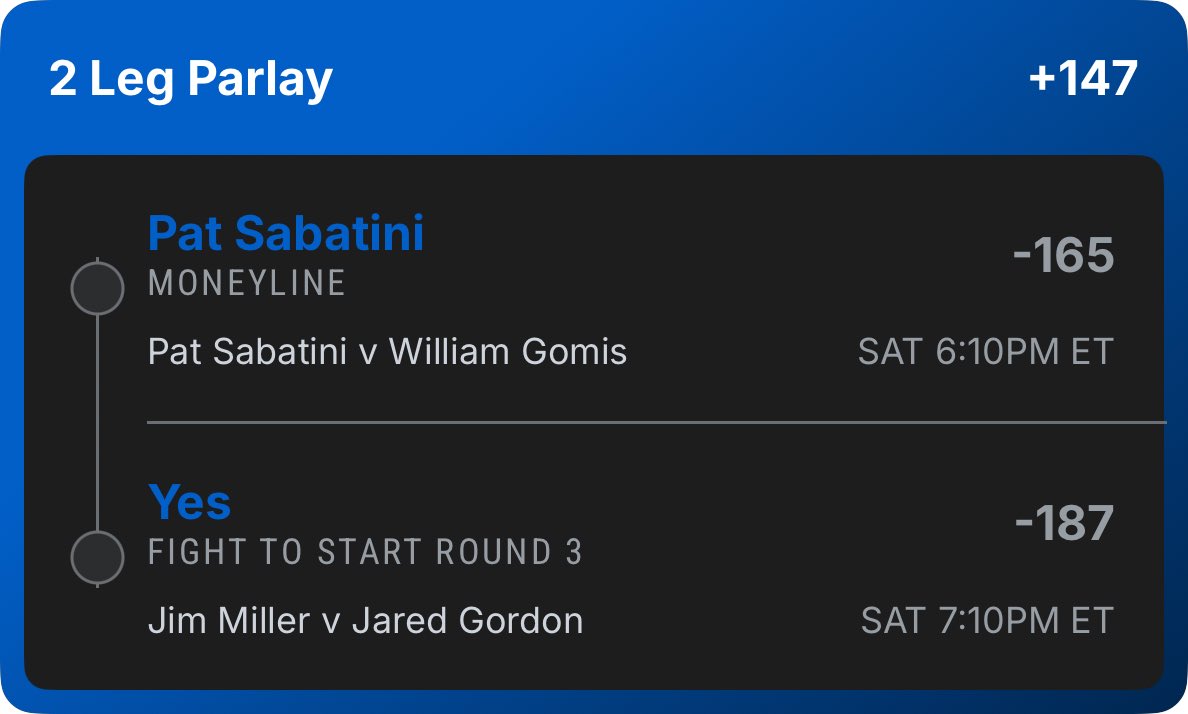 ItsTinlin's tweet photo. My #UFC328 Plus Money Parlay

2 Leg Parlay +105 -> +147 profit boost
#MMATwitter #GamblingX https://t.co/X5c19383Lf