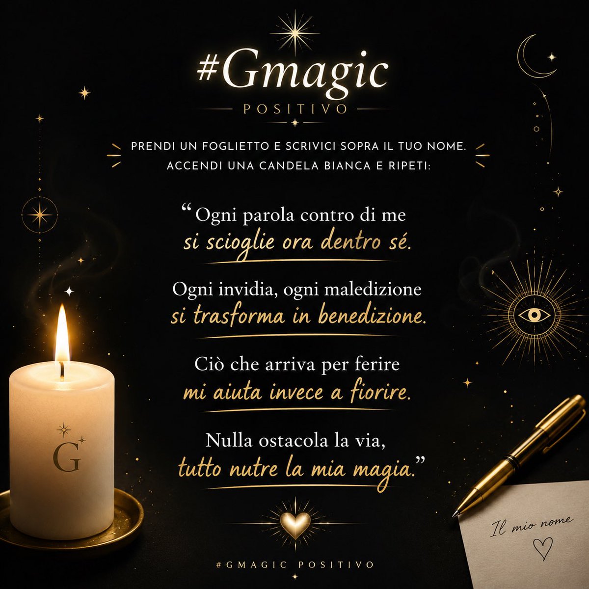 DjGiuliaRegain's tweet photo. Osano pronunciare il tuo nome invano?
PROMEMORIA:
✨ Trasforma ogni energia negativa in luce, forza e magia interiore.
il TUO NOME è potenza e Luce. 🕯️
#GmagicWorld https://t.co/1sovHAX91N